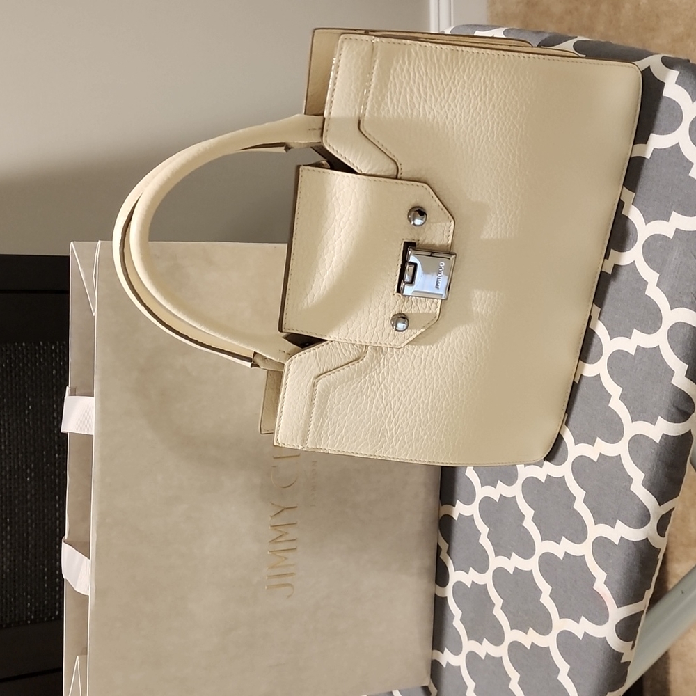 Jimmy Choo Medium Riley cream pebbled leather bag - Picture 1 of 6